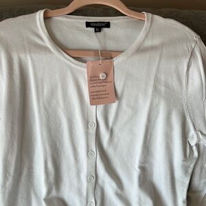 Voianlimo White Button-Up Cardigan New With Tags